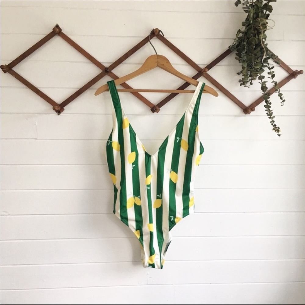 SOLID & STRIPED | Lemon Striped One-Piece Swimsuit